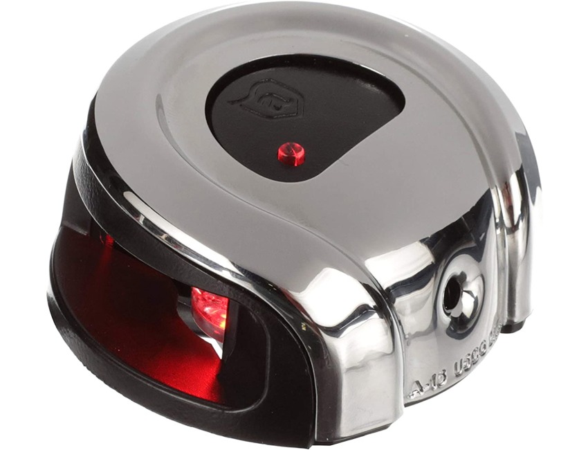 attwood Navigation Light LED 2NM Deck Mount Stainless Port (Red